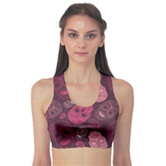 Red Pink And Purple With Skulls Women s Sport Bra