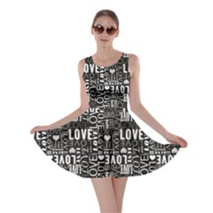 Black Love Heart Shape Pattern Skater Dress by CoolDesigns