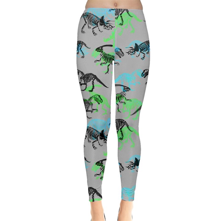 Gray Dinosaur Bone Leggings 