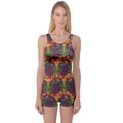 Colorful Pattern With Macaw Parrots Hand Drawn Women s One Piece Swimsuit