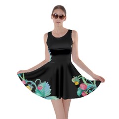 Black Strawberry Vines Skater Dress by CoolDesigns
