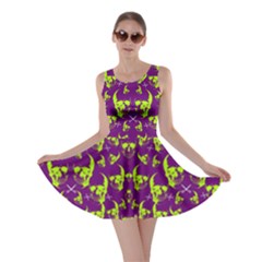 Skull Purple Green Skater Dress