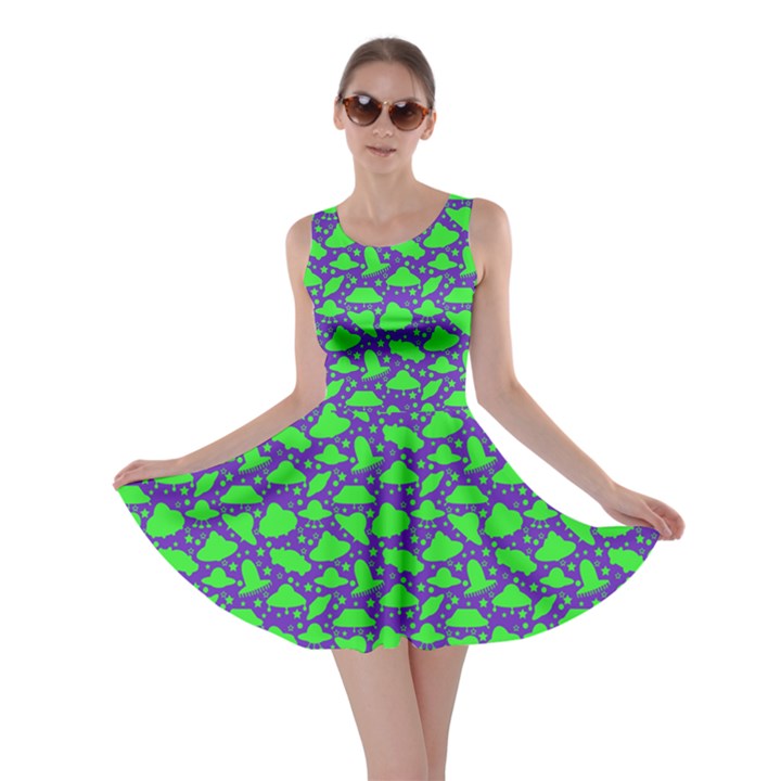 UFO Neon Green Skater Dress