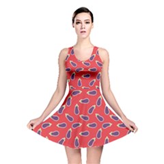 Red Eggplant Pattern With Ripe Eggplants Reversible Skater Dress