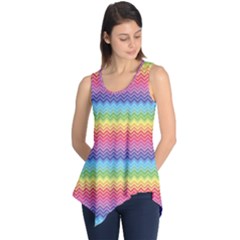 Colorful Chevron Rainbow Colored Pattern Sleeveless Tunic Top