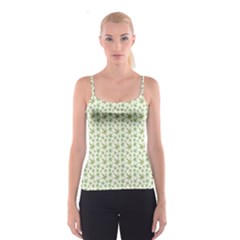 Green Green Cannabis Leaves Pattern Spathetti Strap Top by CoolDesigns