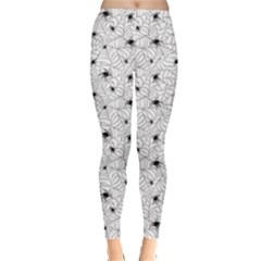 Gray Spiders On Webs Pattern Repeats Leggings