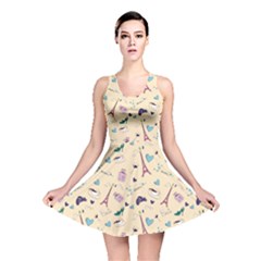 Colorful Paris Pattern Stylish Design Reversible Skater Dress by CoolDesigns