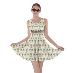 Yellow Tropical Pattern Palm Branches And Pineapples Skater Dress by CoolDesigns