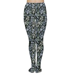 Blue Acoustic Guitars Music Theme Pattern Women s Tights