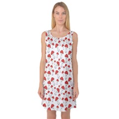 Red Fly Agaric Mushrooms Pattern Sleeveless Satin Nightdress