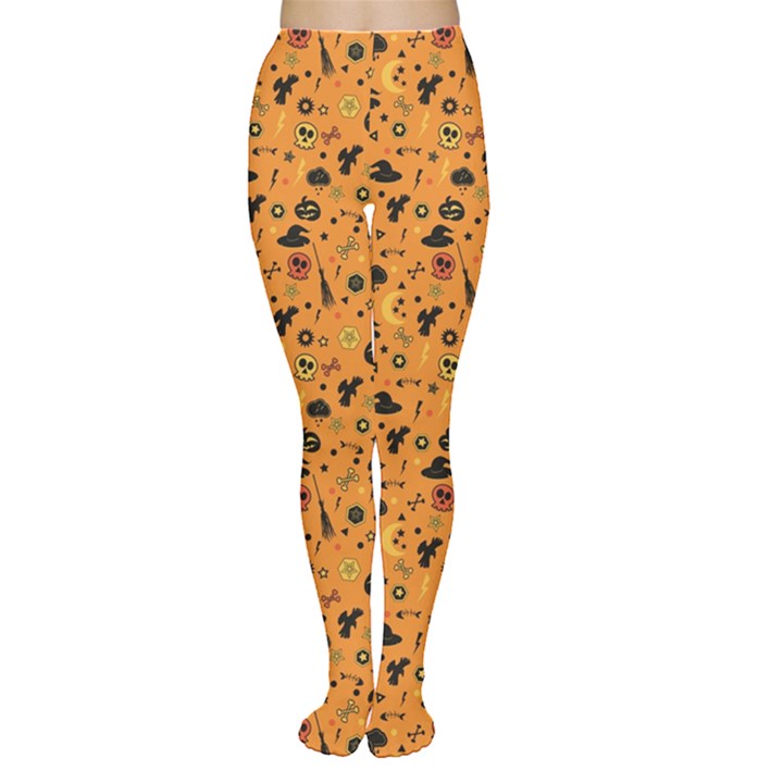 Orange Halloween Pattern Women s Tights