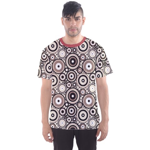 Brown Pattern Retro Circles Dots Pattern Men s Sport Mesh Tee by CoolDesigns