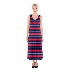 Red Stripes Sleeveless Maxi Dress by CoolDesigns