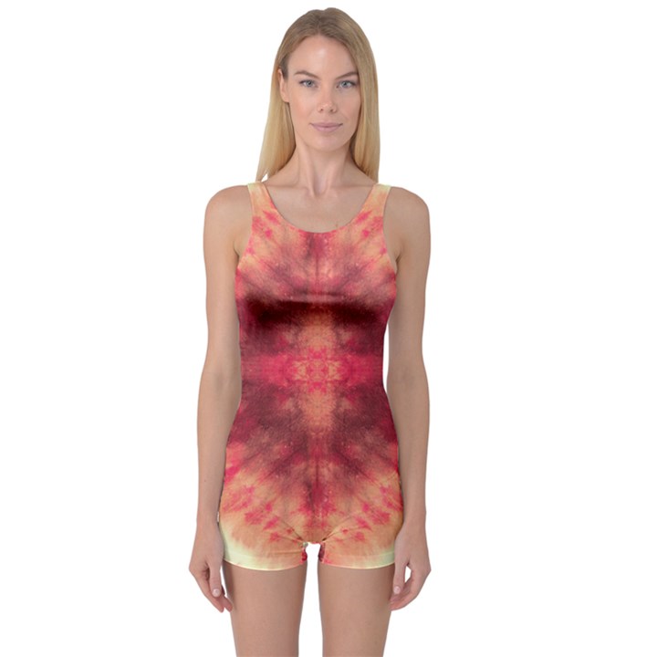 Pink Tie Dye 2 One Piece Boyleg Swimsuit