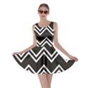 Black Black and White with Zigzag Pattern Skater Dress View1