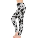 Black Yin and Yang Symbols Black and White Pattern Women s Leggings View3