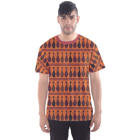 Brown Pattern Of Tribal Elegance African Cats Men s Sport Mesh Tee by CoolDesigns