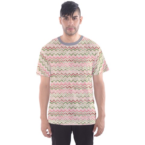 Yellow Colorful Stripes Zigzag Pattern  Men s Sport Mesh Tee by CoolDesigns