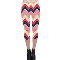 Colorful Chevrons Pattern Retro Vintage Capri Leggings by CoolDesigns