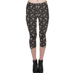 Black Pattern With Electric Guitar Silhouettes And Capri Leggings