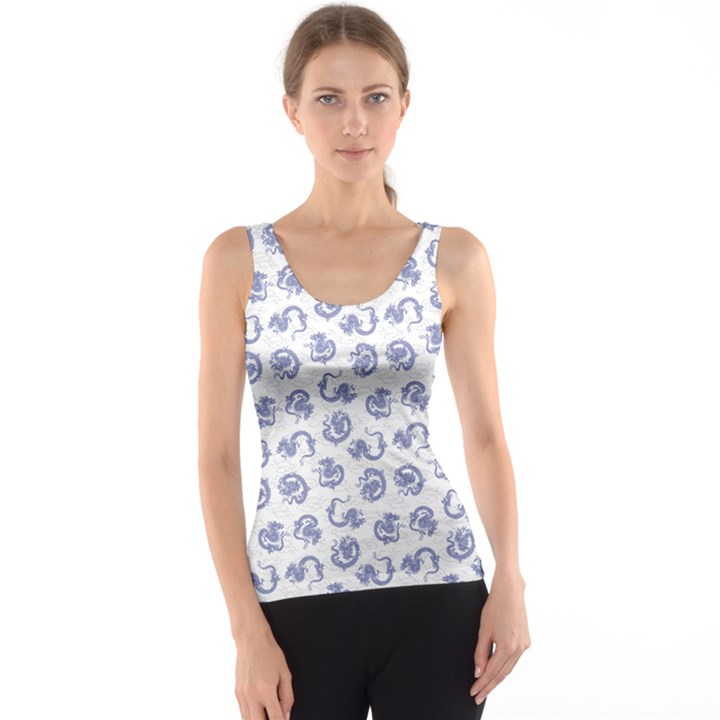 Blue Japanese Dragon Is Seamless Tank Top