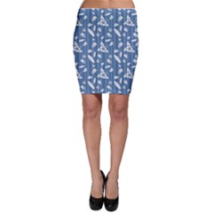 Blue Hawaiian Pattern With Hibiscus Flowers Surf Bodycon Skirt
