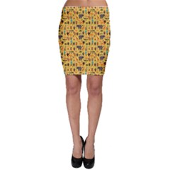 Orange African Ethnic Pattern With Stylized Bodycon Skirt