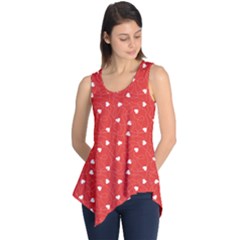 Red Happy Valentines Day Pattern Template Sleeveless Tunic Top by CoolDesigns