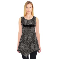 Black Halloween Spider Web Pattern Sleeveless Tunic Top by CoolDesigns