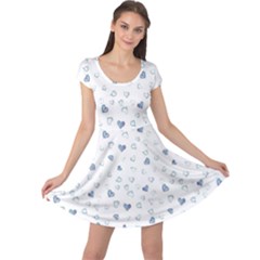 Blue Watercolor Hearts Pattern Cap Sleeve Dress by CoolDesigns