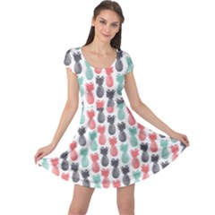 Colorful Pattern Color Pineapple Cap Sleeve Dress by CoolDesigns