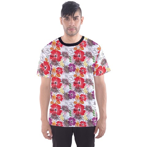 Colorful Flower Floral Pattern Texture Art Men s Sport Mesh Tee by CoolDesigns