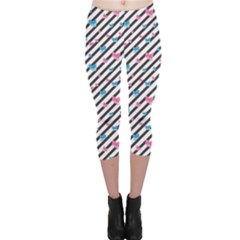 Colorful Abstract Striped Pattern Bows Capri Leggings by CoolDesigns