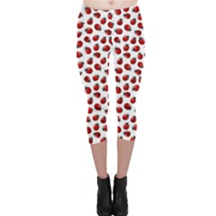 Red Pattern Red Ladybugs Capri Leggings