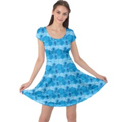 Blue Pattern Gemini Astrology Symbols Cap Sleeve Dress