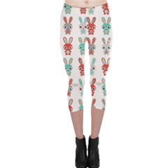 Colorful Rabbit Cartoon Pattern Capri Leggings