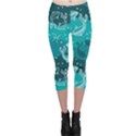 Turquoise Pattern Pisces Astrology Symbols Capri Leggings View1