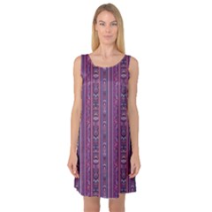 Purple Ethnic Pattern In Retro Colors Sleeveless Satin Nightdress by CoolDesigns