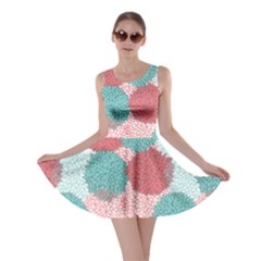 Turquoise Abstract Color Flowers Pattern Skater Dress