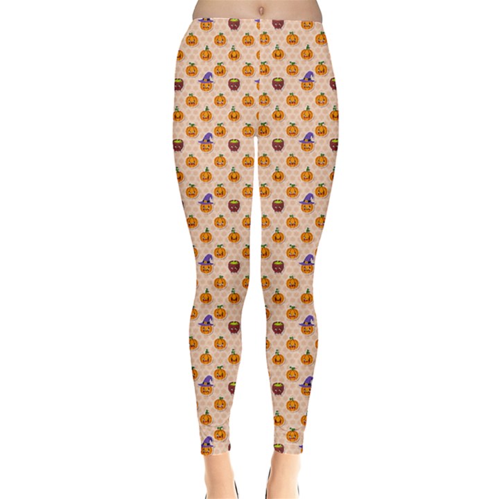 Orange Kawaii Halloween Pattern Leggings