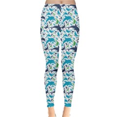 Blue Dolphin Pattern Leggings