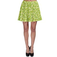 Green A Spring Leaves Pattern Skater Skirt