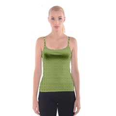 Green Graphic With Pattern Spathetti Strap Top by CoolDesigns