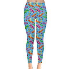 Colorful Of A Pattern Candies Blue Leggings