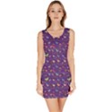 Blue Retro Funny Bird Pattern Design Element Bodycon Dress View1