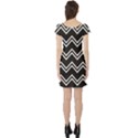 Black Black and White with Zigzag Pattern Short Sleeve Skater Dress View2