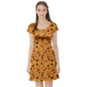 Orange Halloween Pattern Short Sleeve Skater Dress View1