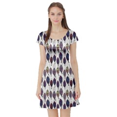 Colorful Watercolor Stylized Leaves Pattern Short Sleeve Skater Dress by CoolDesigns