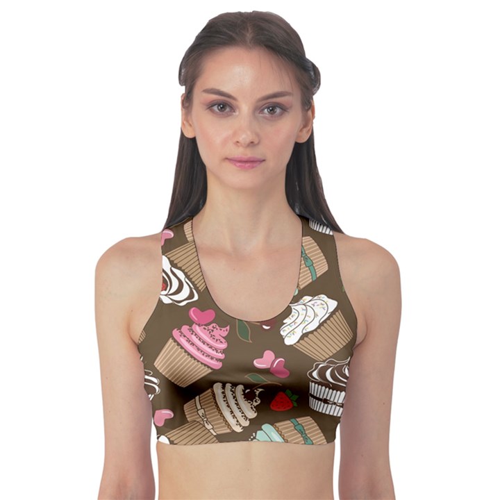 Colorful Pattern Of Tasty Cupcakes Women s Sport Bra